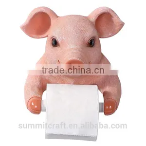 Resin Pink Pig Bust Funny Animal Toilet Paper Holder thumbnail-5