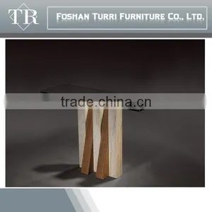 Unique Design White Travertine Triangle Glass Console Table thumbnail-2