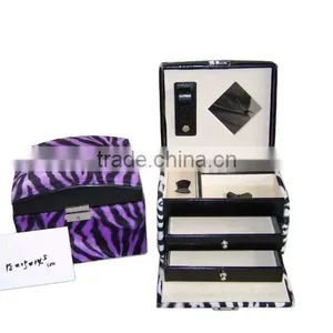 Fashion Two-tone Stripe Travel Jewelry Organizer With Drawers thumbnail-2