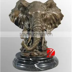 Bronze Elephant Head Statue Indoor Decor thumbnail-1