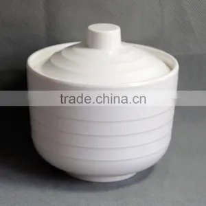 Melamine Bowl With Lid in White Color thumbnail-1