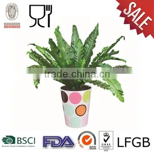 Round Plastic Flower Pot With Logo Outside thumbnail-1
