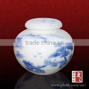 Porcelain Tea Caddy Small Round Ceramic Tea Can Made in Jingdezhen thumbnail-1