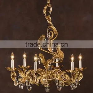 Antique Golden Finished Wrought Iron Pendant Light With Crystal for Kids Room Decoration - BF07-80115 thumbnail-1