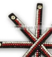 Cool Design Bracelet With Zinc Alloy Locking Part, Hot Sale Gift Leather With Crystal Gem Decoration thumbnail-3