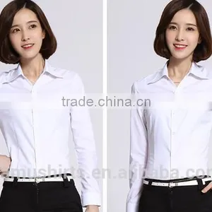 Long Sleeve Woman Formal Dress Shirts Cotton Office Lady Dress Blouse thumbnail-5