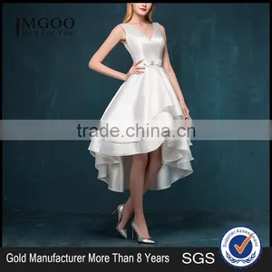 MGOO Custom Made Evening Dinner Dress Short White Satin Elegant Dress Latest Design Prom Layers Dress 2256 thumbnail-1