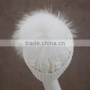 Myfur 2016 Newest Girls Winter Knitted Wool Hats With Fur Poms thumbnail-4