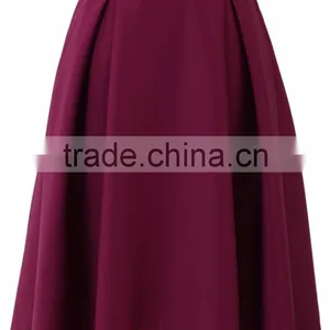 100% Polyester Pleated Side Pocket Midi Skirt Wholesale Women Skirts Outfit 2016 thumbnail-1
