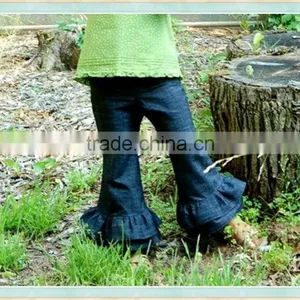 Denim Ruffle Pants in Boutique Black Denim Ruffle Pants High Quality Fall Winter Ruffle Pants thumbnail-1