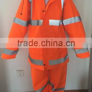 High Reflective Oxford Waterproof Breathable Raincoat Safety Clothes With Pockets thumbnail-5