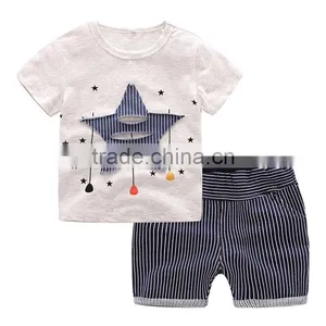 Wholesale Quality 100% Cotton Baby Boy Clothing Sets Tshirt and Shorts 2pcs Set thumbnail-4