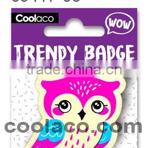 Wood Pin Badge Colorful Wooden Sports Meet Badges thumbnail-1