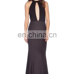 Ladies Black Sexy Long Evening Dress Sexy Halter Neck Evening Gown Evening Dress With Open Back Long thumbnail-2