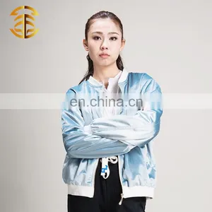China Manufacturer Custom Blue Velvet Sublimation Bomber Jacket thumbnail-2