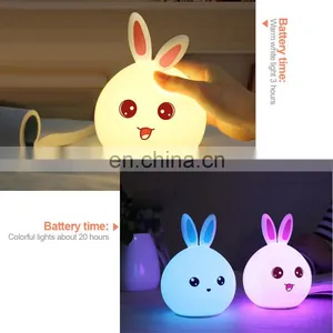 Hot Selling Lovely Rabbit Silicone Night Lamp USB Rechargeable Colorful Led Light thumbnail-5