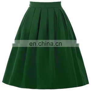 Belle Poque Women Midi Dark Green Retro Vintage Skirts BP000154-4 thumbnail-4