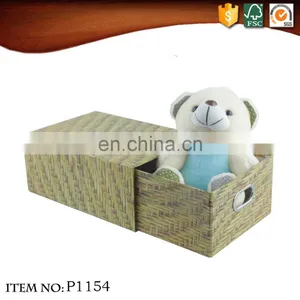 Multi-functional Storage Drawer Folding Weave Bamboo Decorative Pattern Gift Cardboard Box thumbnail-1