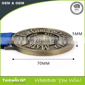Antique Gold Plated Free Design Custom Sport Medals With Ribbon thumbnail-6