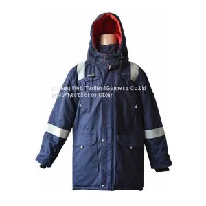 Anti Static Hooded Fire Resistant Winter Coat With Reflective Tape 250gsm thumbnail-1