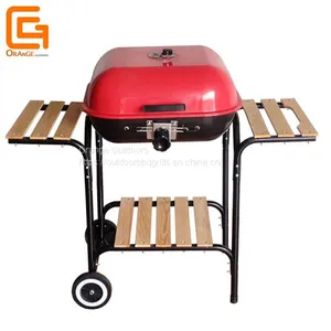 Hamburger Square Outdoor Charcoal Trolley Barbeque Grill thumbnail-1