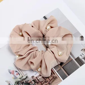Women Pearl Elastic Rubber Bands Headwear Headband Girls Scrunchies Solid Silk Hair Tie Rope Ring Hair Accessories Free Shipping thumbnail-3