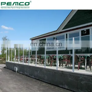 Stainless Steel Black Slotted Pipe Glass Railing Baluster Balcony Stainless Steel Glass Balustrade thumbnail-7