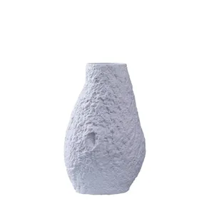 Olive Bark Grain White Modern Simple Ceramic Flower Vase Decortation For Hallway TV Bench thumbnail-5