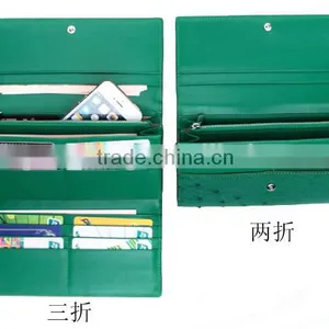 High Quality Customized Logo Genuine Real Ostrich Leather Clutch Wallet for Women thumbnail-4