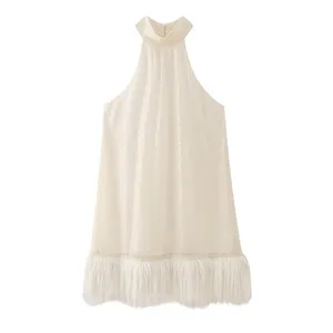Spring New Arrival Women's Dress With Fringe and Sequins Halter Neck Skirt thumbnail-1