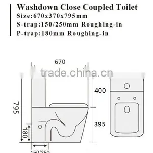 Two-Piece Washdown Watermark Toilet Factory S/P Trap With Geberit or R&T Flush Valve Soft Closing Cover, Australian WELS WC-6014 Quality Choice thumbnail-2