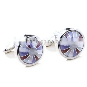 Fashion Stainless Steel Men's Jewelry Polish Silver Cufflinks Round Colorful Cat Eyes Stone, Cat Eyes Cufflinks thumbnail-1