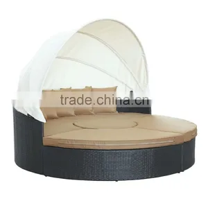 Garden Furniture Set Cheap Outdoor Patio Daybed Round Canopy Luxury Rattan Daybed thumbnail-2