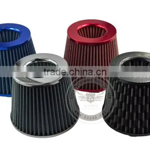Universal 3''Inch (76mm) JDM Short Ram/Turbo/Cold Air Flow Intake Filter, Red/Blue/Silver/Carbon Fiber Air Filter With Clamp thumbnail-1