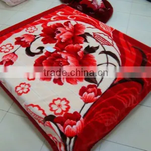 100% Polyester Printed &carved Double Raschel Blanket thumbnail-1