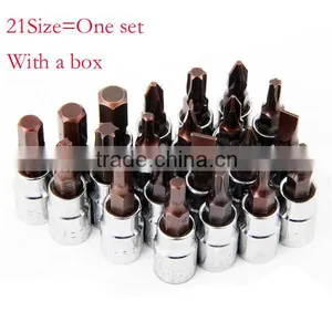 21size=One Set 1/4 Inch Socket Head Screwdriver Bits Soltted Phillips Hex Screwdriver Bit Hardware Tools With Box AR-32 thumbnail-1