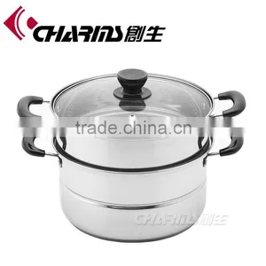 Stainless Steel Steam Cooker With Tri-tier Rubber Handle Cookware Set thumbnail-1