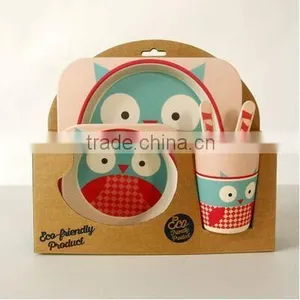 2016 Hot Sales Bamboo Fiber Kids Eco-friendly Dinner Sets Cartoon Shape thumbnail-1
