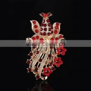 Aqua Rhinestone Geometry Brooch Pin,Red Crystal Fish Scarf Buckle thumbnail-1