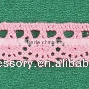 Cotton Pink Lace Fabric Cotton Lace Fabric for Garment thumbnail-1
