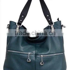 Classic Uneven Exterior Front Zip Pocket Hobo Bag 2012 Trendy Leather Handbags thumbnail-1