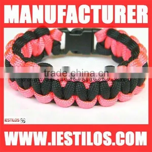 550 Survival Pink Paracord Bracelet for Woman thumbnail-1