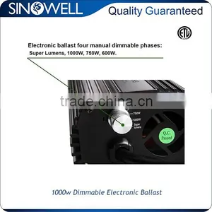China Honest Manufacturer SINOWELL 400w 600w 1000w Hydroponic Grow Light Air Cooled Ballast thumbnail-5