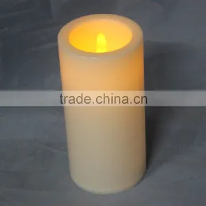 Flameless Plastic Ivory Pillar Yellow Flickering Flame Candle Led for Home or Event Decor thumbnail-1