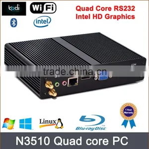 Computer Wholesale Distributor N3510 2.00 Ghz hd Ports Fanless Mini pc Linux Dual Display 300M WIFI Quad Core Processor thumbnail-1