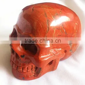 High Quality Natural Gemstone Bloodstone Skull Sculpture Decor thumbnail-2