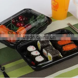 Leakproof Design 500ml Black Base Disposable Sushi Box With Clear Lid thumbnail-1