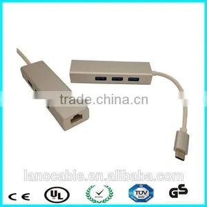 USB C Lan Ethernet With 3 USB 3.0 Hub Network Adapter thumbnail-3