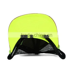 Wholesale Custom Cheap Neon Green Fashion 100% Cotton 3D Embroidery Mesh Trucker Cap With Rope thumbnail-4