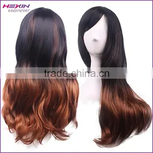 Long Two Tone Black and Brown Free Lace Wigs Samples Available thumbnail-3